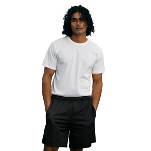 CX2 P04485 Turbo Mesh Athletic Shorts with Pockets — on-model view - Black