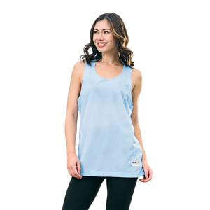 CX2 S04480 Reverse Performance Reversible Mesh Tank Top — on-model view - Light Blue