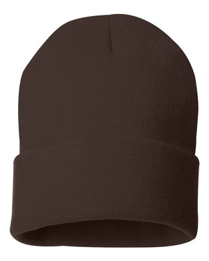 Embroidered 12" Solid Cuffed Beanie