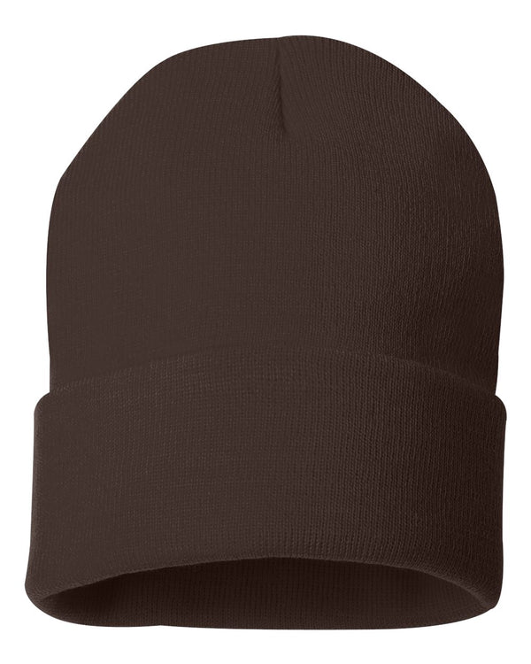 Embroidered 12" Solid Cuffed Beanie