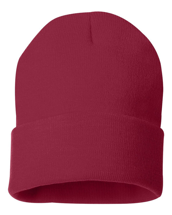 Embroidered 12" Solid Cuffed Beanie