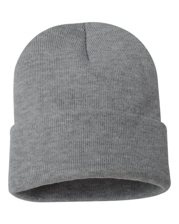 Embroidered 12" Solid Cuffed Beanie