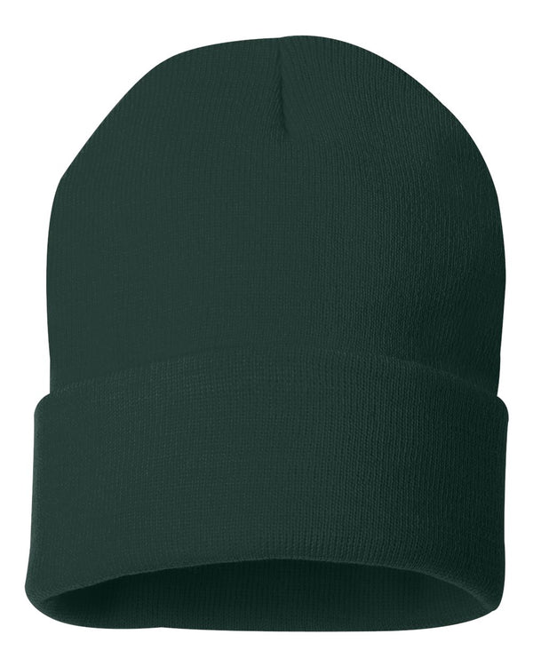 Embroidered 12" Solid Cuffed Beanie