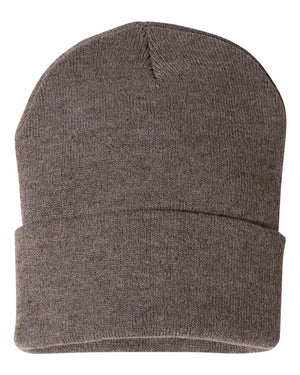 Embroidered 12" Solid Cuffed Beanie