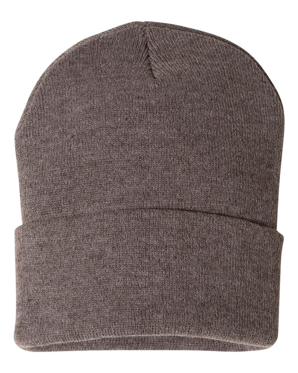 Embroidered 12" Solid Cuffed Beanie