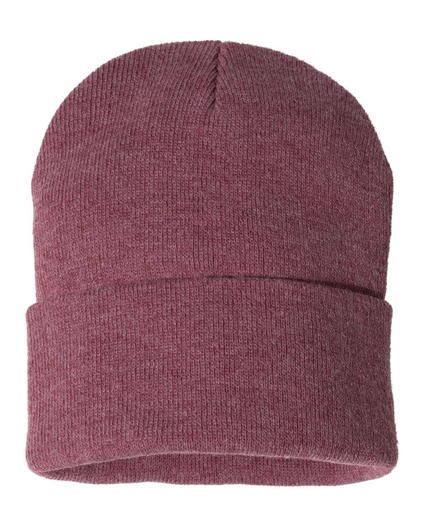 Embroidered 12" Solid Cuffed Beanie