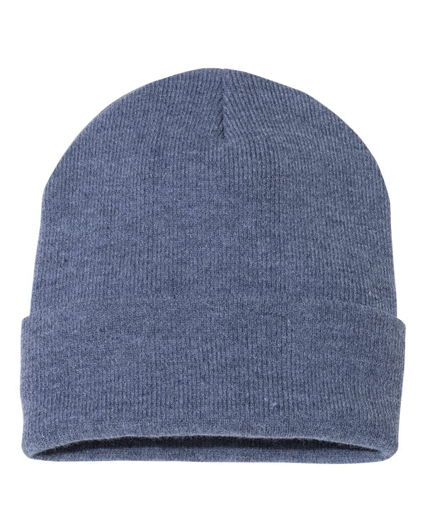 Embroidered 12" Solid Cuffed Beanie