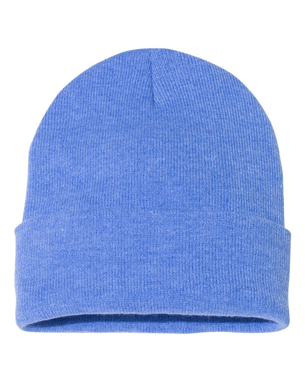 Embroidered 12" Solid Cuffed Beanie