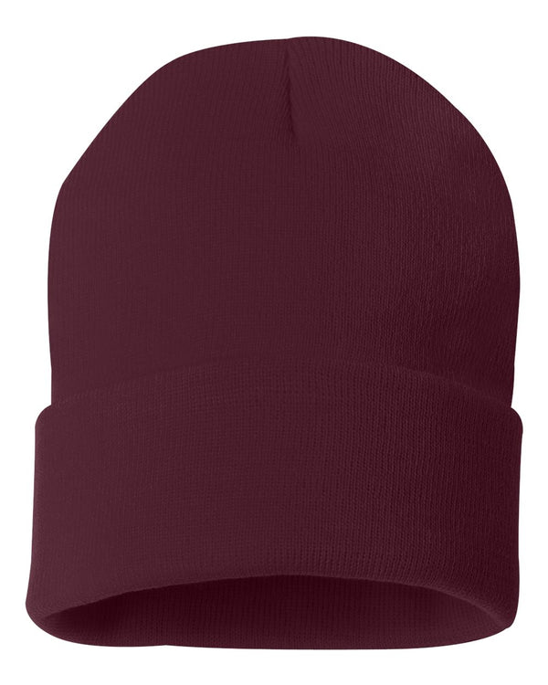 Embroidered 12" Solid Cuffed Beanie