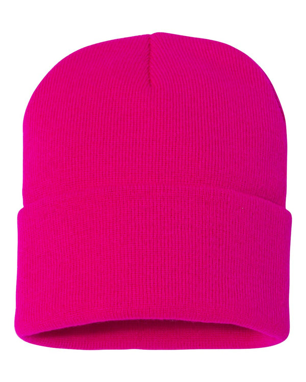 Embroidered 12" Solid Cuffed Beanie