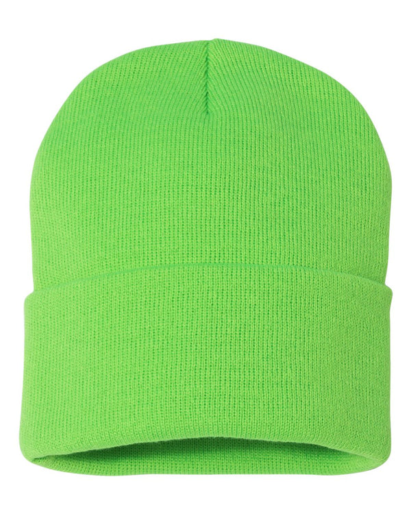 Embroidered 12" Solid Cuffed Beanie