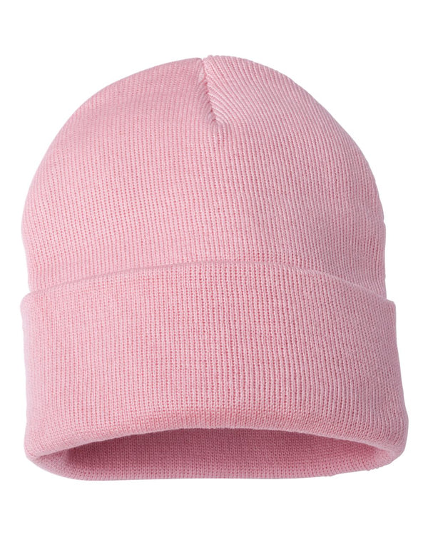Embroidered 12" Solid Cuffed Beanie