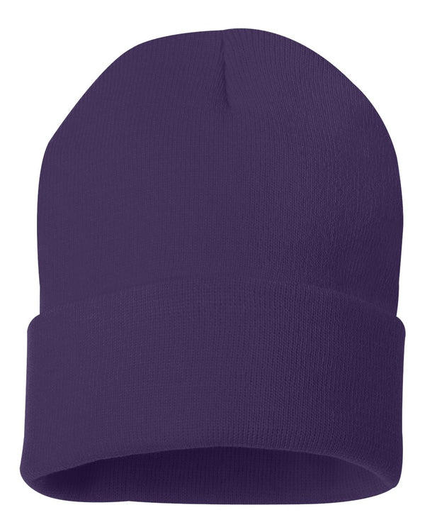 Embroidered 12" Solid Cuffed Beanie