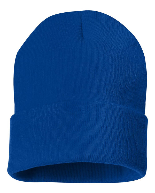 Embroidered 12" Solid Cuffed Beanie