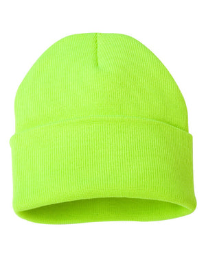 Embroidered 12" Solid Cuffed Beanie