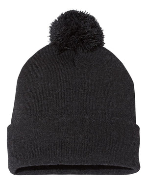 Embroidered 12" Solid Cuffed Pom Pom Toque — Sportsman SP15