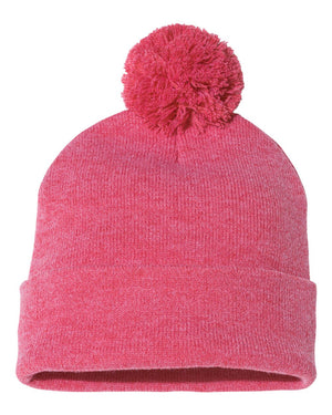 Embroidered 12" Solid Cuffed Pom Pom Toque — Sportsman SP15
