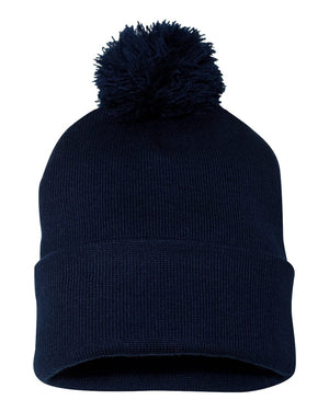Embroidered 12" Solid Cuffed Pom Pom Toque — Sportsman SP15
