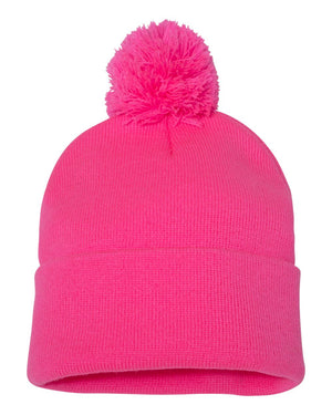 Embroidered 12" Solid Cuffed Pom Pom Toque — Sportsman SP15