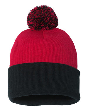 Embroidered 12" Solid Cuffed Pom Pom Toque — Sportsman SP15