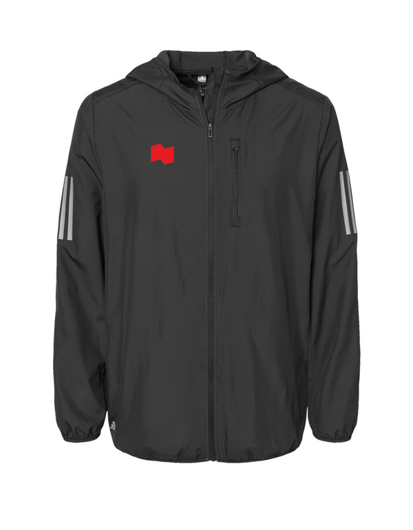 Embroidered National Bank - Adidas Hooded Full-Zip Windbreaker
