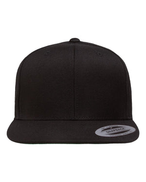 YP Classics 6089M Premium Flat Bill Snapback Cap — Black — front product photo