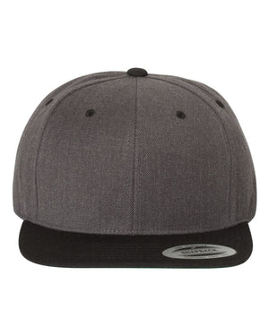 YP Classics 6089M Premium Flat Bill Snapback Cap — Dark Heather / Black — full-size front product photo