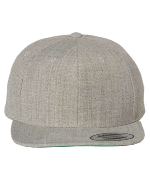 YP Classics 6089M Premium Flat Bill Snapback Cap — Heather Grey — full-size front product photo