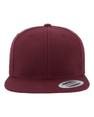 YP Classics 6089M Premium Flat Bill Snapback Cap — Maroon — full-size front product photo