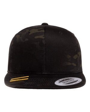 YP Classics 6089M Premium Flat Bill Snapback Cap — Multicam / Black — full-size front product photo