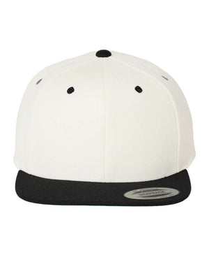 YP Classics 6089M Premium Flat Bill Snapback Cap — Natural / Black — full-size front product photo