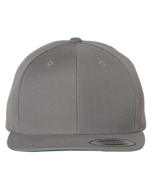 YP Classics 6089M Premium Flat Bill Snapback Cap — Silver — full-size front product photo
