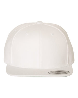 YP Classics 6089M Premium Flat Bill Snapback Cap — White — full-size front product photo