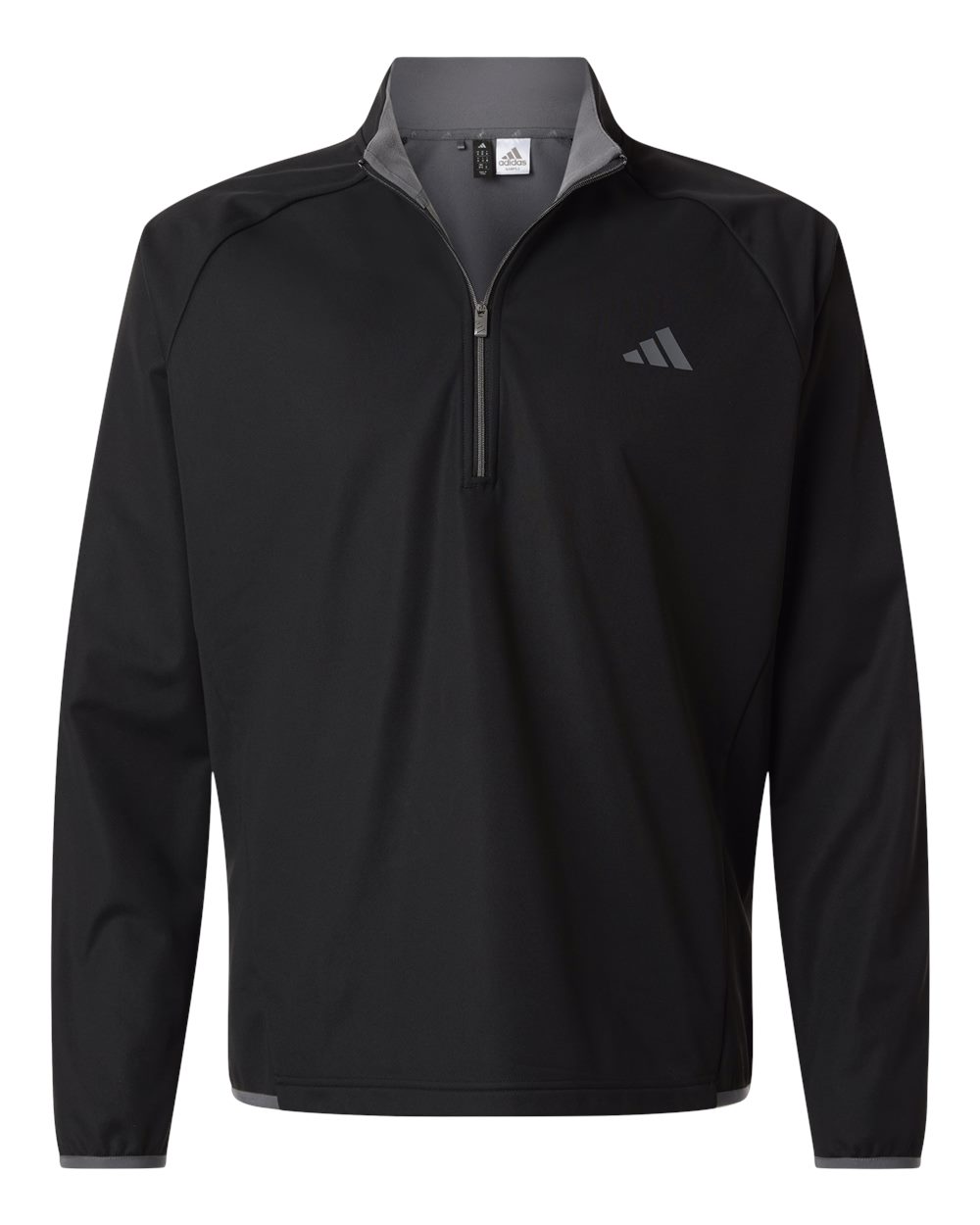 Adidas A2027 men's ultimate365 wind quarter-zip pullover in Black — garment front view
