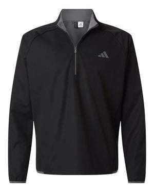Adidas A2027 men's ultimate365 wind quarter-zip pullover in Black — garment front view