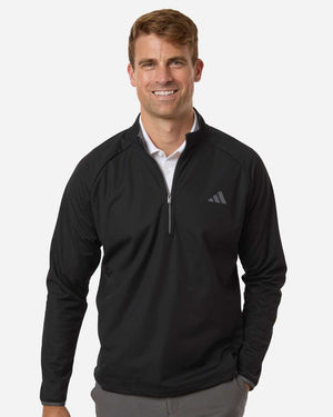 Adidas A2027 men's ultimate365 wind quarter-zip pullover in Black — model front view