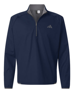 Adidas A2027 men's ultimate365 wind quarter-zip pullover in Collegiate Navy — garment front view