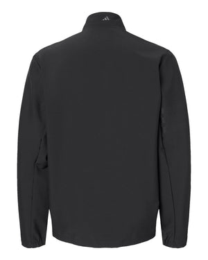 Adidas A267 men's wind resistant full-zip jacket in Black/ Black — garment back view