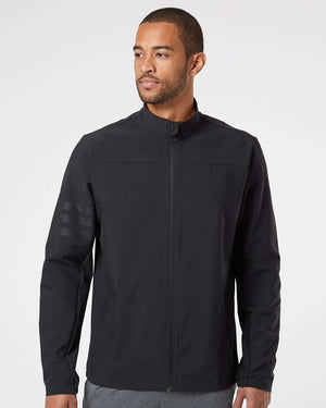 Adidas A267 men's wind resistant full-zip jacket in Black/ Black — model front view