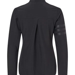 Adidas A268 women's wind resistant full-zip jacket in Black/ Black — garment back view