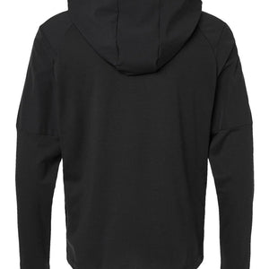 Adidas A607 men's half-zip hooded anorak in Black — garment back view