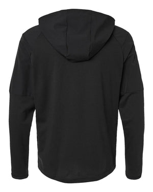 Adidas A607 men's half-zip hooded anorak in Black — garment back view