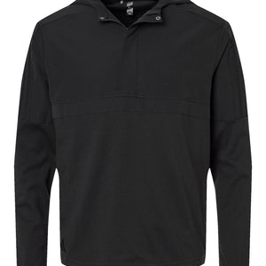 Adidas A607 men's half-zip hooded anorak in Black — garment front view