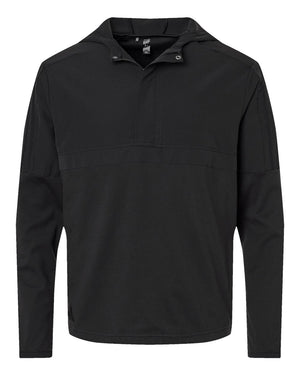 Adidas A607 men's half-zip hooded anorak in Black — garment front view