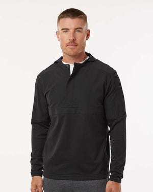 Adidas A607 men's half-zip hooded anorak in Black — model front view