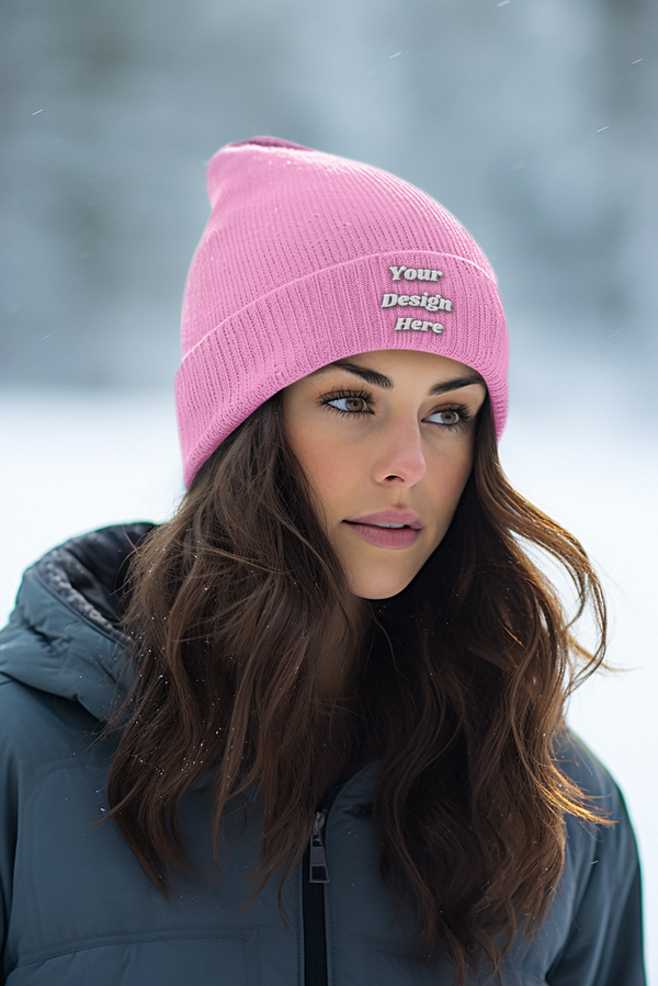 Embroidered 12" Solid Cuffed Beanie