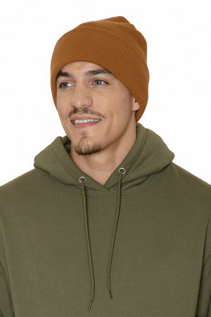 ATC C100 Everyday Knit Cuff Toque model view - Caramel