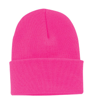 ATC C100 Everyday Knit Cuff Toque front view - Neon Pink