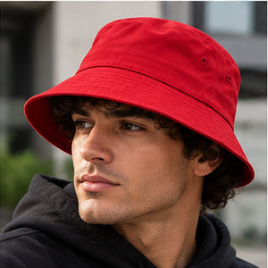 ATC C1302 true red cotton twill bucket hat lifestyle