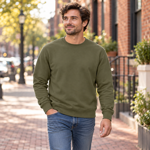 ATC ATCF2400 Military Green unisex fleece — city walk lifestyle photo